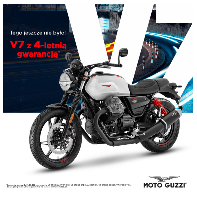 Moto Guzzi V7 z 4-letnią gwarancją.